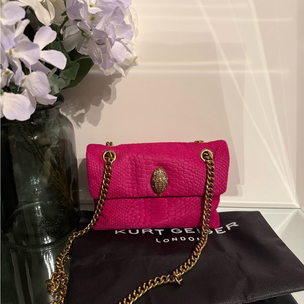 Kurt Geiger Fuchsia Mini Bag with Gold Chain